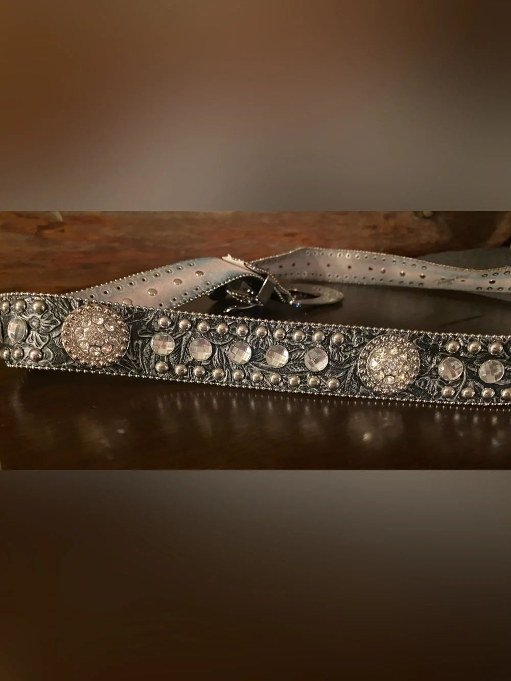 Blazin Roxx Y2K Rhinestone Studded Belt Bling Buckle Western Leather Cowgirl